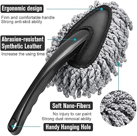 Multi-Functional Car Duster Cleaning Dirt Dust Clean Brush Dusting Tool Mop Gray Car Cleaning Products