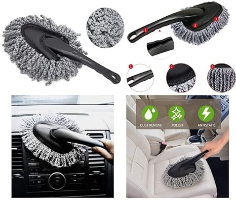 Multi-Functional Car Duster Cleaning Dirt Dust Clean Brush Dusting Tool Mop Gray Car Cleaning Products