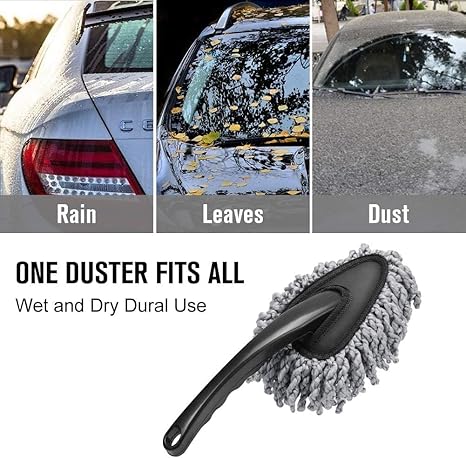 Multi-Functional Car Duster Cleaning Dirt Dust Clean Brush Dusting Tool Mop Gray Car Cleaning Products