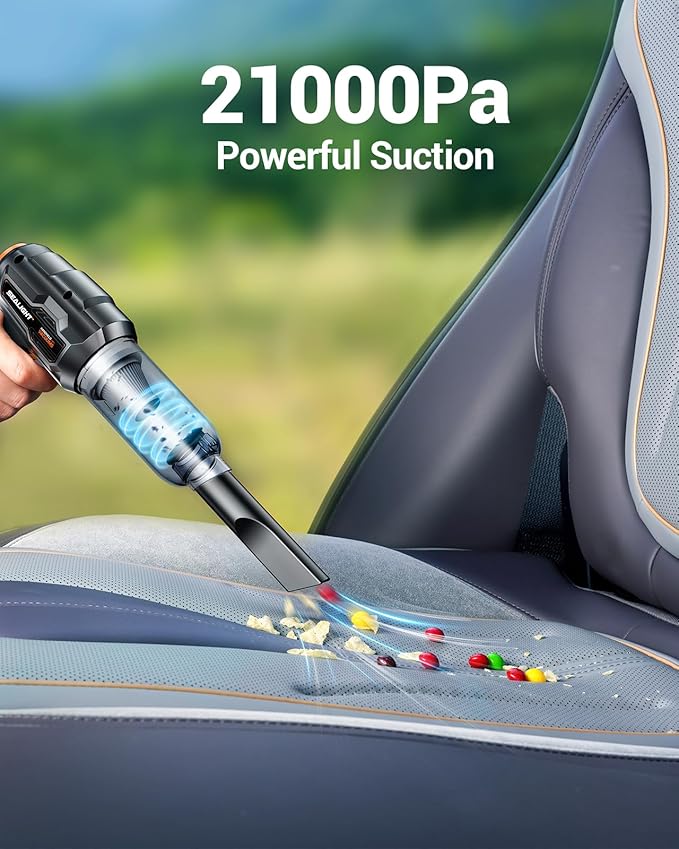 Car Vacuum Portable Cordless, High Power Suction and Air Duster, 7 in 1 Handhle Vacuum Cleaner for Car