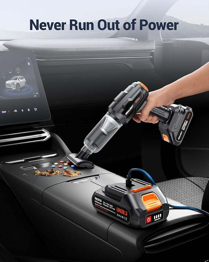 Car Vacuum Portable Cordless, High Power Suction and Air Duster, 7 in 1 Handhle Vacuum Cleaner for Car